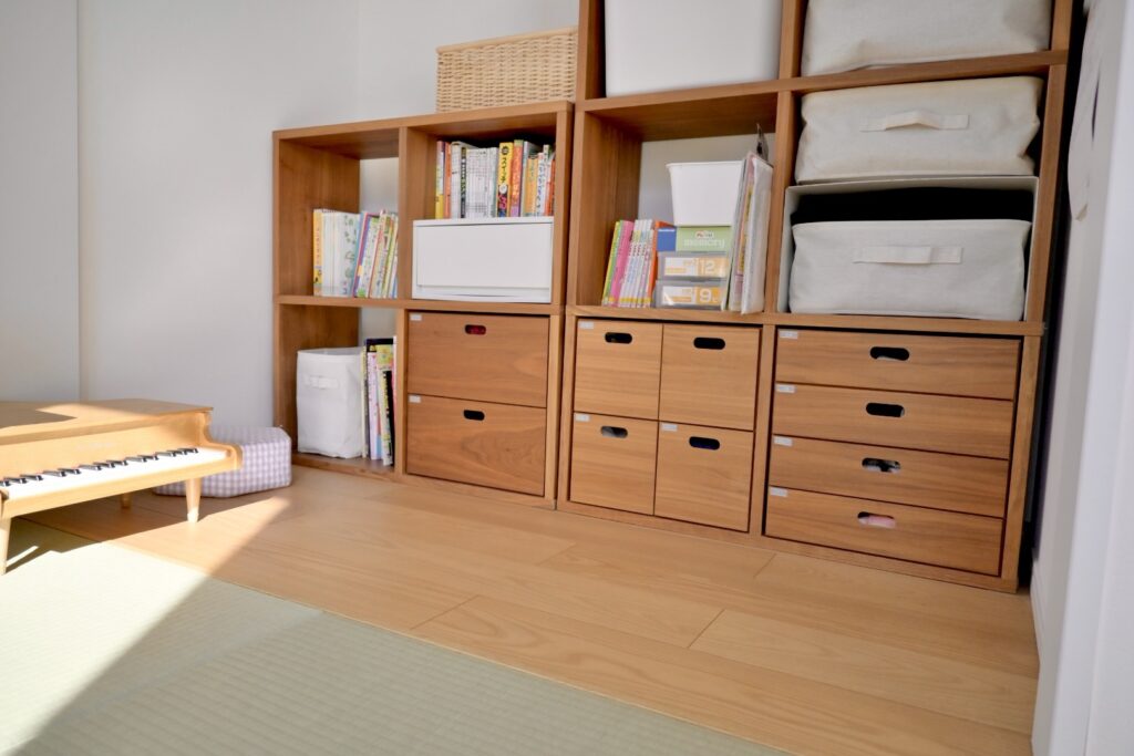 無印スタッキングシェルフの子供服収納