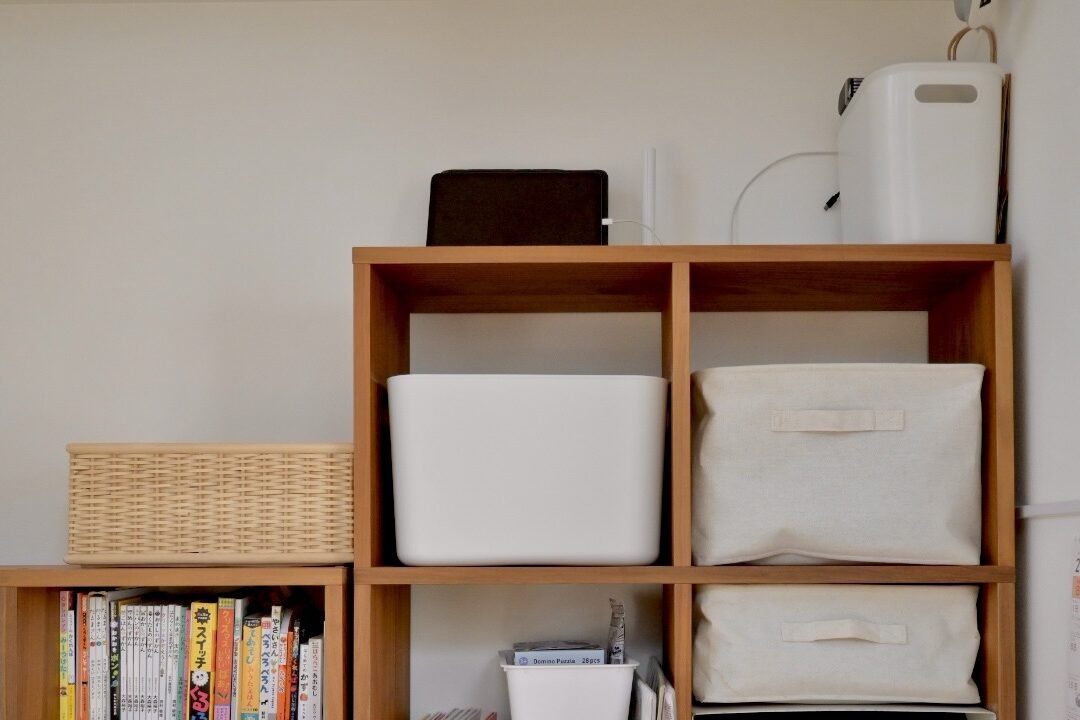 無印スタッキングシェルフの保育園用品収納
