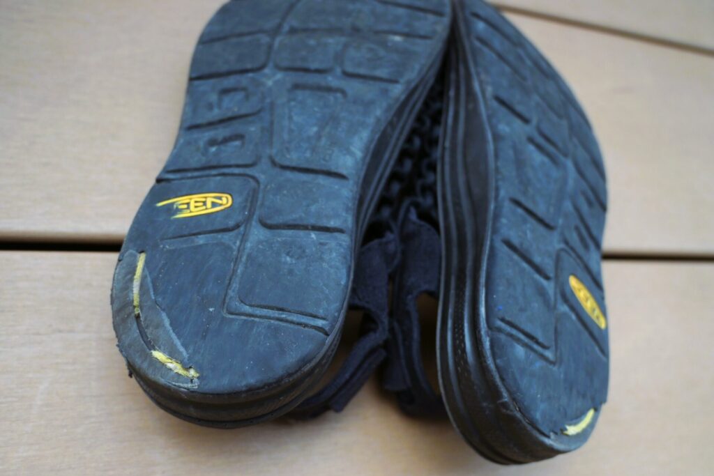 7年履いたKEEN UNEEKのソール削れ具合